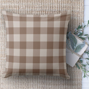 Almofada Xadrez de Tan & Beige Buffalo, fazenda moderna