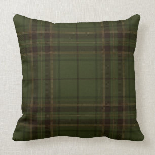 Almofada Xadrez de Tartan escocesa preta verde escuro de