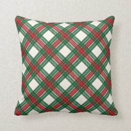 Almofada Xadrez de Tartan no Natal Vermelho Verde e Branco