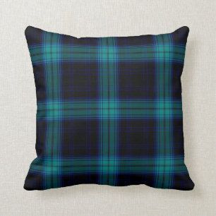 Almofada Xadrez de Tartan preta do verde azul da cerceta do