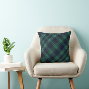 Almofada Xadrez de Tartan Verde e Azul