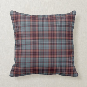 Almofada Xadrez de Tartan vermelha do cinza azul