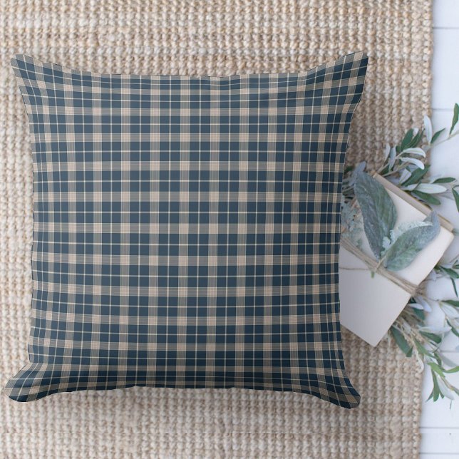 Almofada Xadrez de travamento | Travesseiros decorativos pa (throw pillow farmhouse pillows country blue and beige gingham plaid throw pillow )
