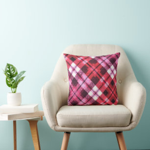 Almofada Xadrez do Knit Tartan Verificar Padrão de Vinho Br