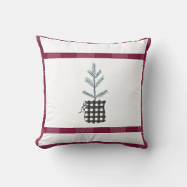 Almofada Xadrez do País Feriado Vermelho Preto Pine Tree