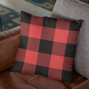 Almofada Xadrez do Tartan do Woodsman Vermelho e Negro