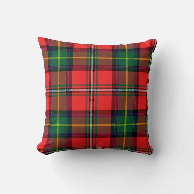 Almofada Xadrez do vermelho do Tartan de Oxygentees (Frente)