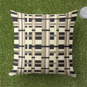 Almofada Xadrez em Taupe, Tan, Preto, Branco Moderno