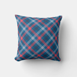 Almofada Xadrez Escocês Diagonal Azul Rosa