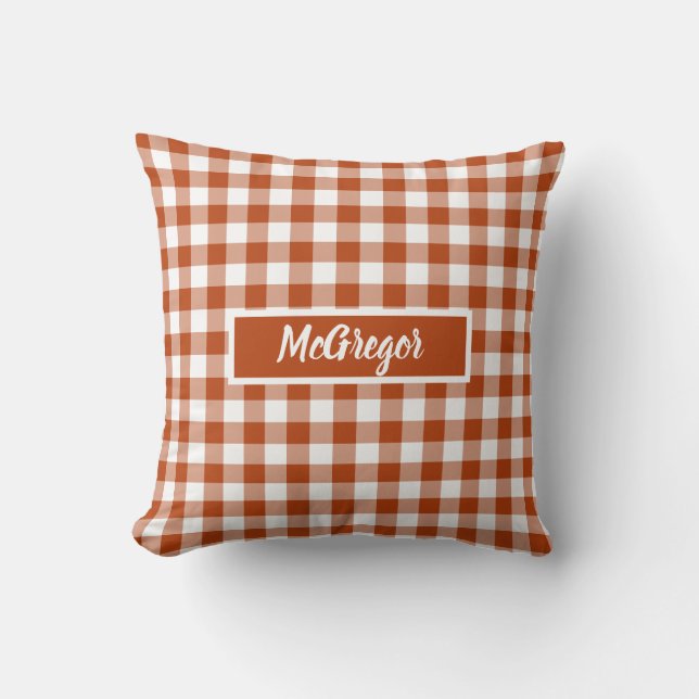 Almofada Xadrez Escocês Vermelho Personalizado (Frente)