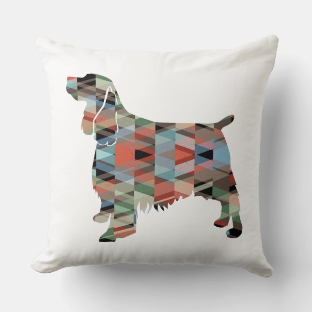 Almofada Xadrez Geométrica de Silhub de Cachorro Springer S (Frente)