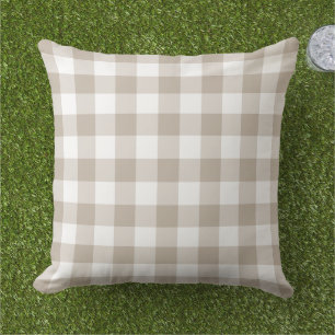 Almofada Xadrez Gingham Bege Branco Clássico