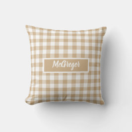 Almofada Xadrez Gingham Bege Personalizado