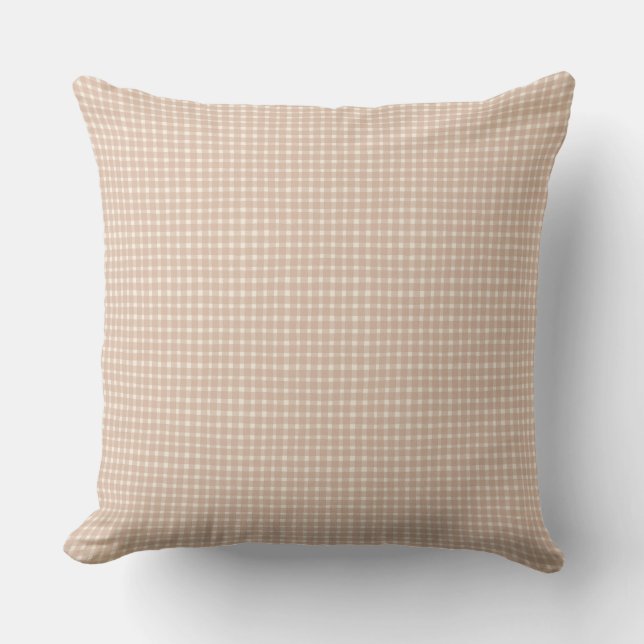 Almofada Xadrez Gingham Clássico Rosa Bebê Desbotado Menina (Frente)