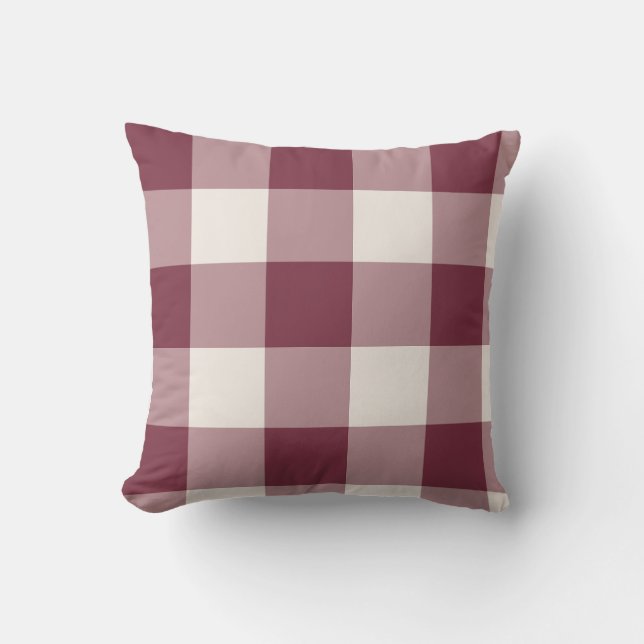 Almofada Xadrez Gingham Grande Burgundy (Frente)