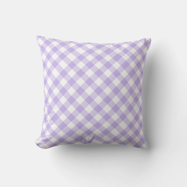 Almofada xadrez gingham quadriculado padrão xadrez roxo (Frente)