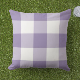 Almofada Xadrez Gingham Roxo Branco Clássico Grande