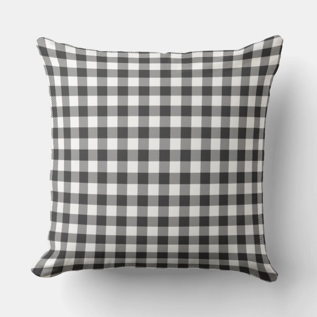 Almofada Xadrez Gingham Rustic White Check Aniversário (Frente)