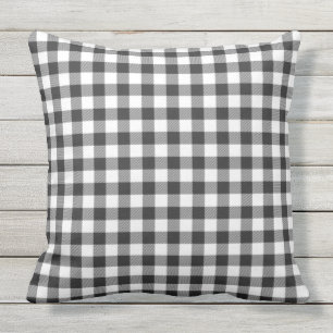 Almofada Xadrez Gingham Rustic White Check Aniversário