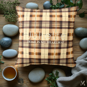 Almofada Xadrez Marrom Elegante Acento Personalizado para