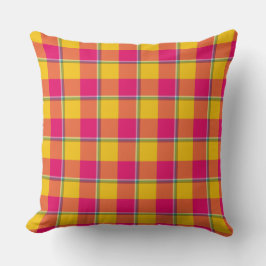 Almofada Xadrez Milho e Razzmatazz Amarelo Rosa Dourado