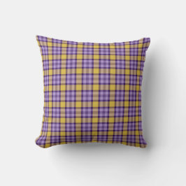 Almofada Xadrez Moderno Amarelo Mostarda e Lilás Roxo Th
