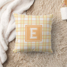 Xadrez Moderno Preppy Monograma Laranja Amarelo