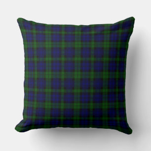 Almofada Xadrez preta do verde azul do tartan do clã do
