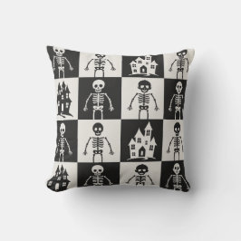 Almofada Xadrez Preto e Branco de Halloween