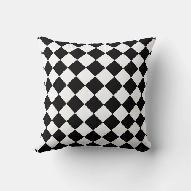Almofada Xadrez Preto E Branco Design de Bandeira Xadrez (Verso)