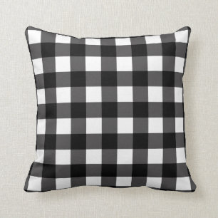 Almofada Xadrez Preto e Branco Gingham Xadrez Vichy