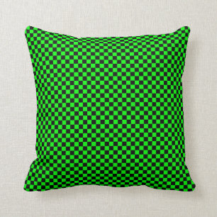 Almofada Xadrez Preto e Verde Lima