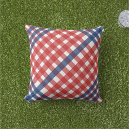 Almofada Xadrez Red White e Blue Gingham