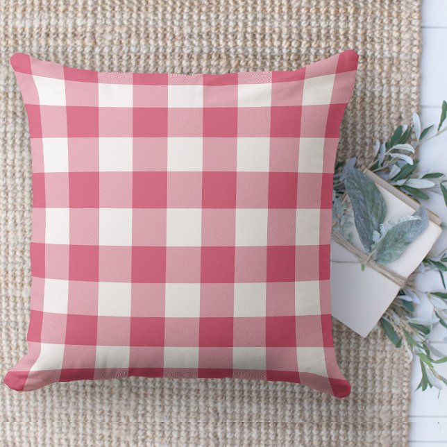 Almofada Xadrez Rosa e Branco da Casa Farmada Moderna (Modern farmhouse throw pillow pink and white buffalo plaid couch pillow )