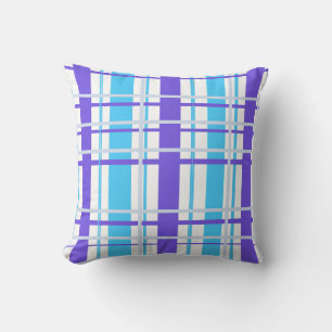 Almofada Xadrez Roxo Azul e Branco