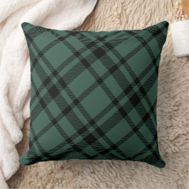 Almofada Xadrez Rustic Hunter Green e Black Tartan