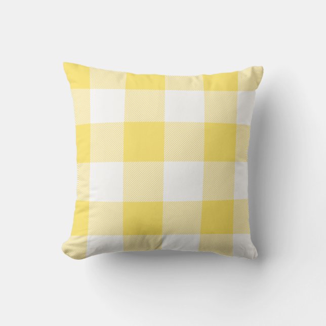 Almofada Xadrez Rustic Yellow and White Buffalo Check (Frente)