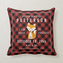 Almofada Xadrez Rústica Buffalo Raposa Nascença Bebê