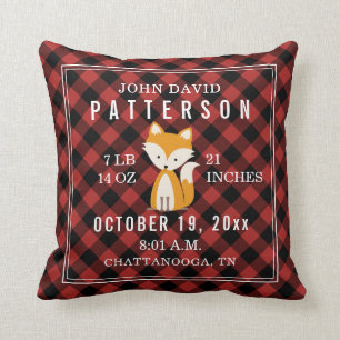 Almofada Xadrez Rústica Buffalo Raposa Nascença Bebê