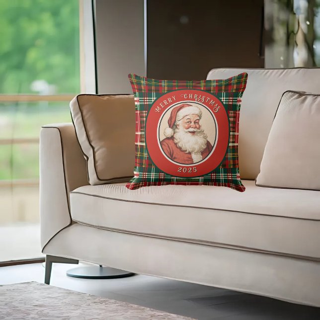 Almofada Xadrez Rústica dos Papais noeis Retro Vintage (Criador carregado)