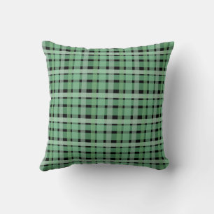 Almofada Xadrez Tartan Verde Listras Em Preto