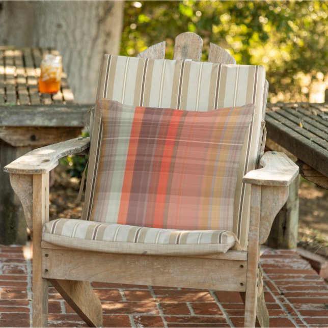 Almofada Xadrez verde laranja e amarela (Cadeira)