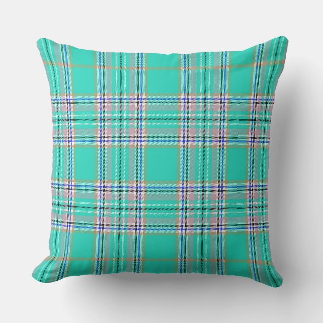 Almofada Xadrez Verde Teal Clássico (Frente)