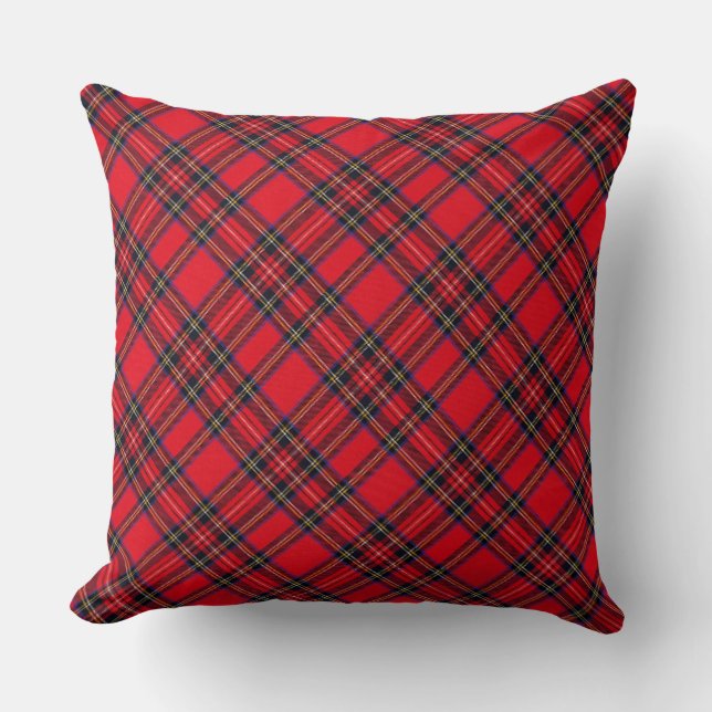 Almofada Xadrez vermelha de Stewart tartan (Frente)