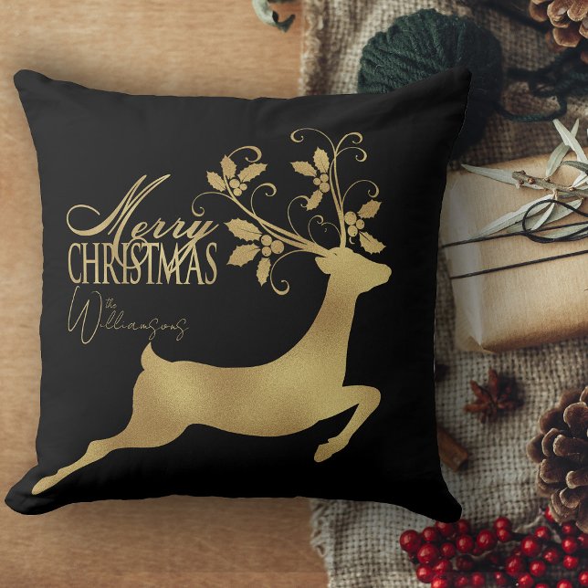 Almofada Xadrez Vermelha E Dourada Feliz Golpe De Natal (Cristmas pillows, retro Christmas personalized throw pillows holiday decor for living room)