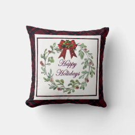 Almofada Xadrez Vermelha Feliz Feriados