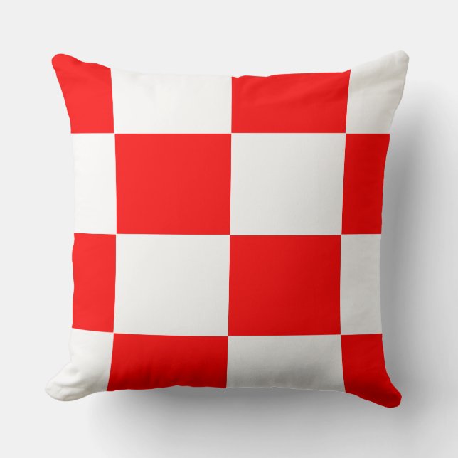Almofada xadrez vermelho e branco (Frente)