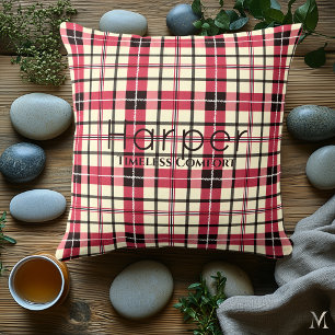 Almofada Xadrez Vermelho e Preto Personalizado Tartã Pers