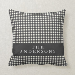 Almofada Xadrez Vintage Black and White Gingham Personaliza
