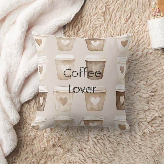 Almofada Xícaras de Café com Coração de Creme   (Cobertor)